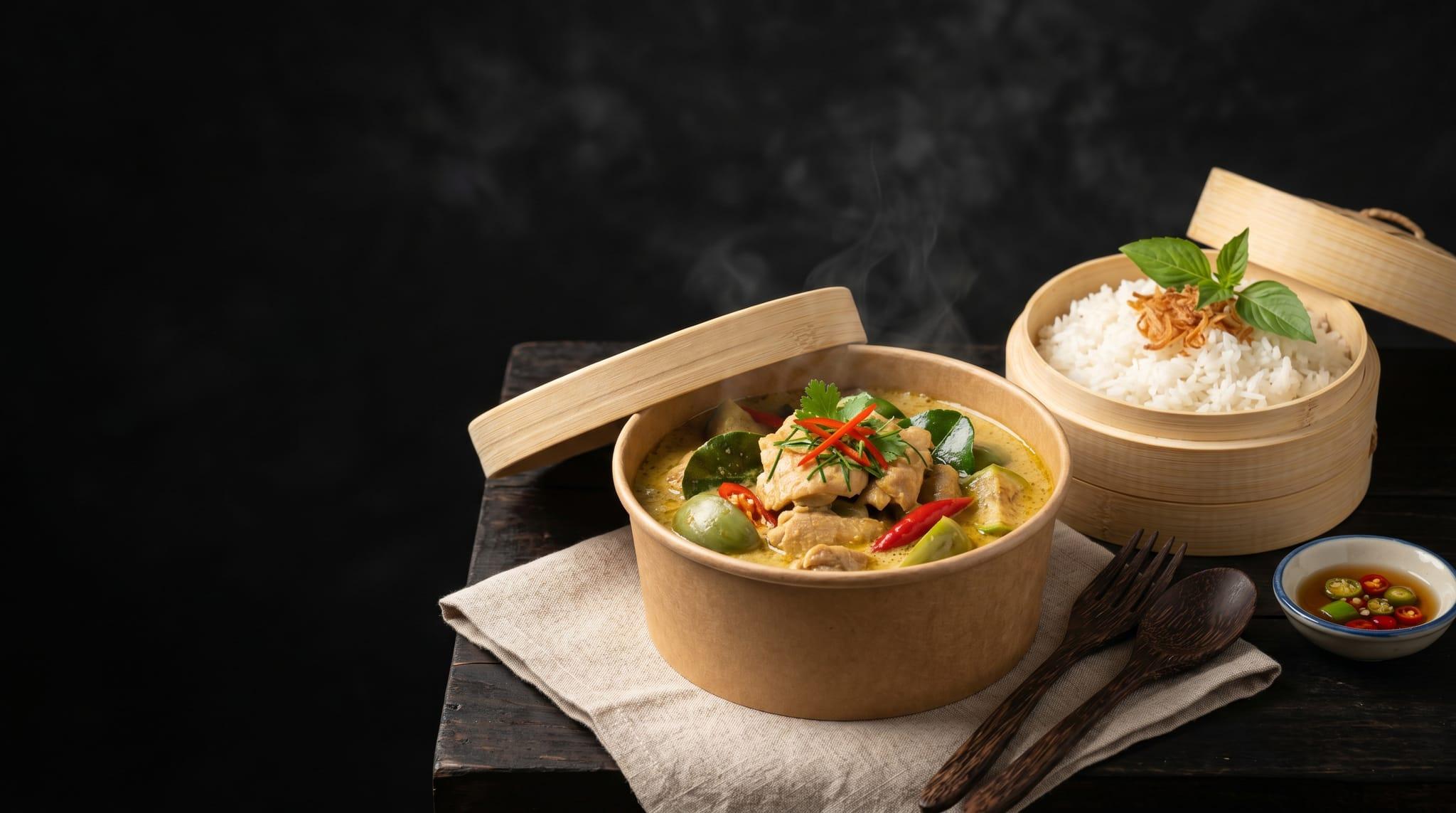 Thai lunch dishes prepared for local delivery